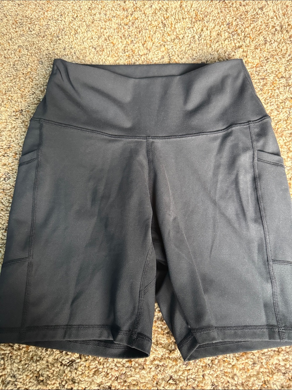 Women’s High-Rise Black Bike Shorts with Side Pockets
